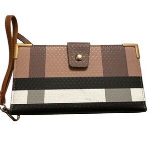 Striped Brown Multi-Tone Wristlet Wallet